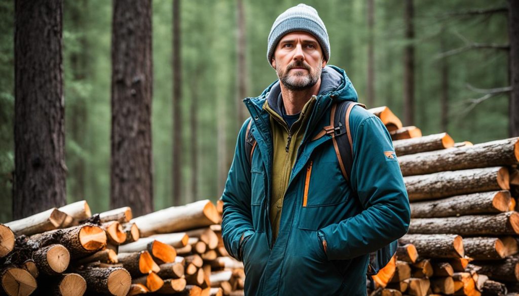 Gathering firewood in the wilderness