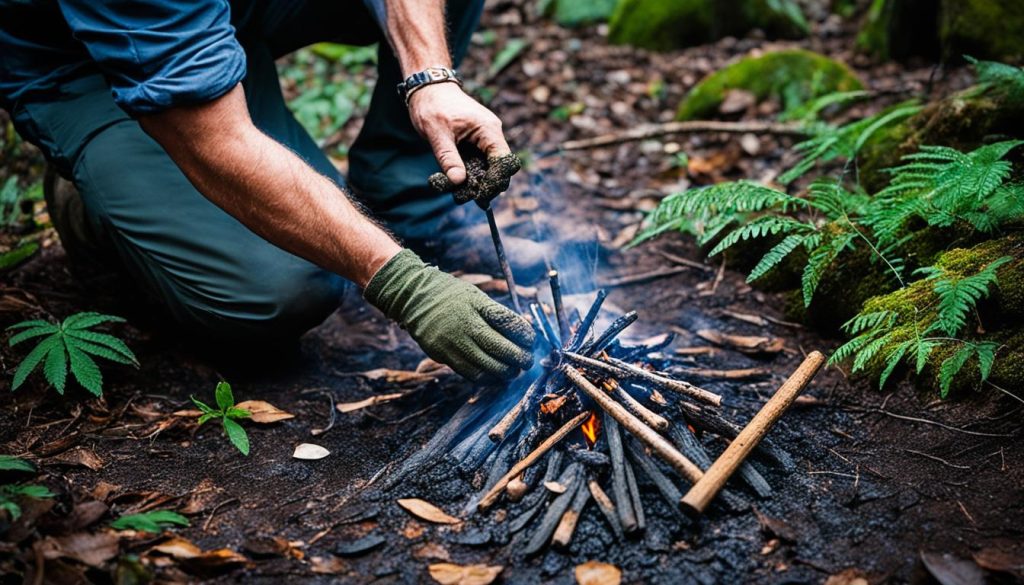 starting a fire in wet conditions