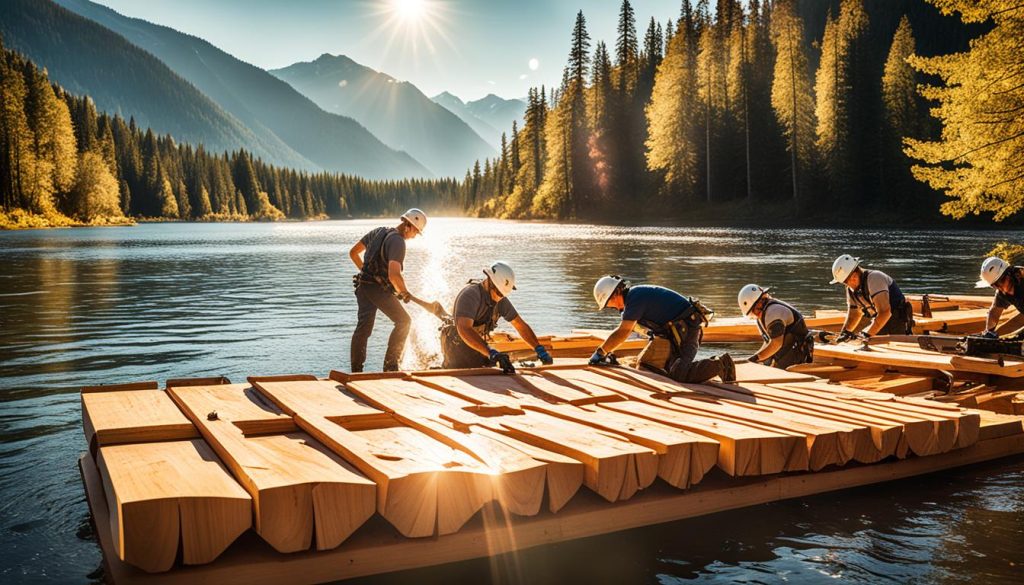 timber raft building