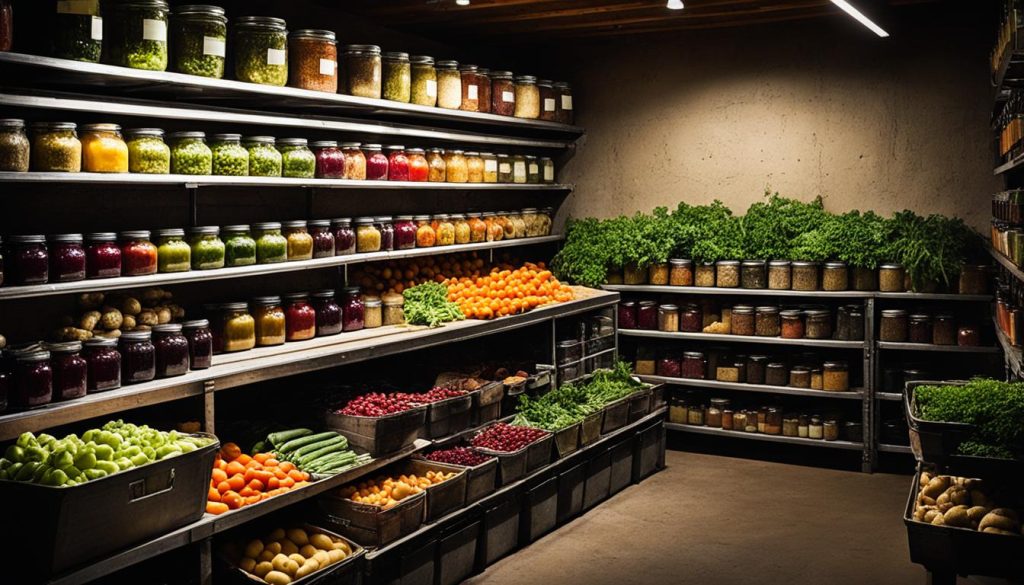 store fruits and vegetables in a cellar